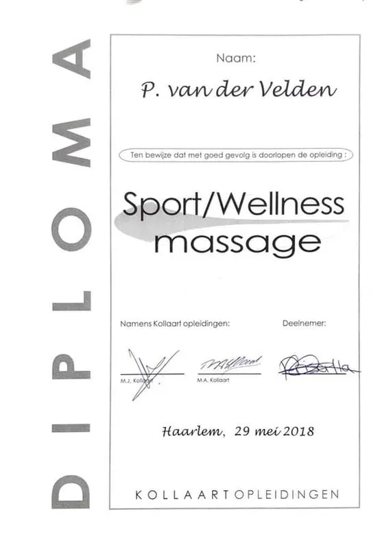 Certificaat Sport/Wellness massage, Kollaart opleidingen