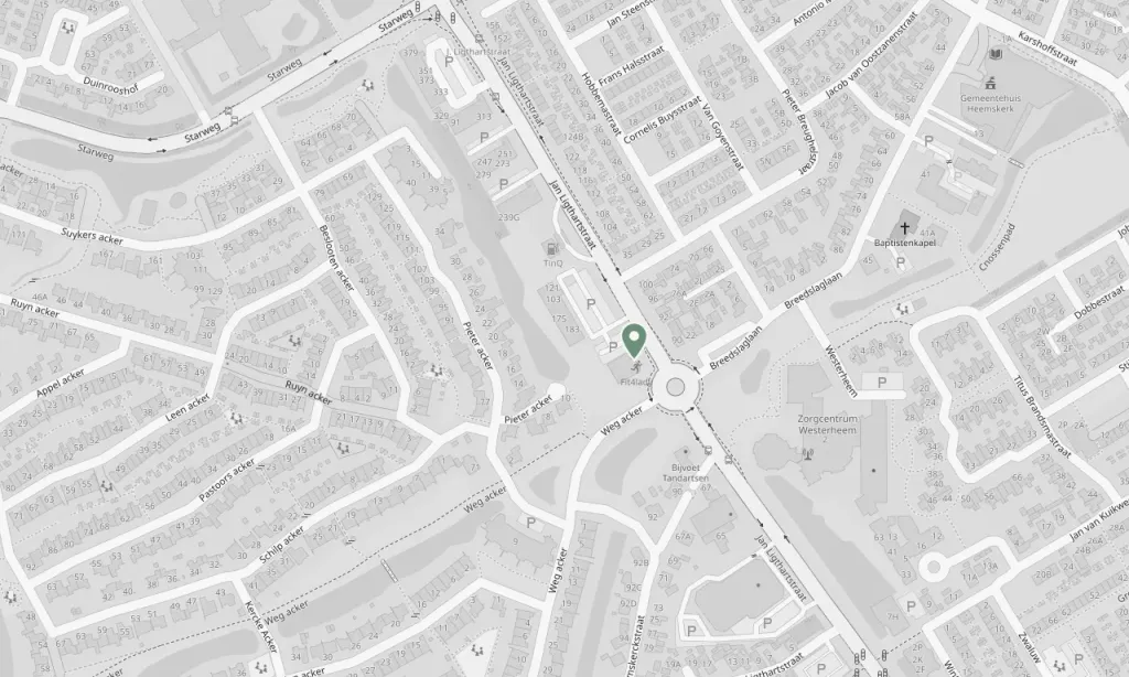 Kaartuitsnede met de locatie van BodyFirst aan de Jan Ligthartstraat 71 in Heemskerk